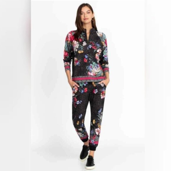 Johnny Was Jackets & Blazers - Johnny Was Women’s Onyx Sistine Half Zip Cotton Floral Boho Pullover Size Small